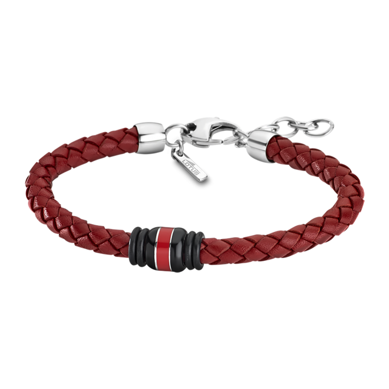 Lotus Style Bracelet Homme Cuir & Acier Tressé Rouge LS1814-2/2 Lotus Style Bracelet Homme Cuir & Acier Tressé Rouge LS1814-2/2