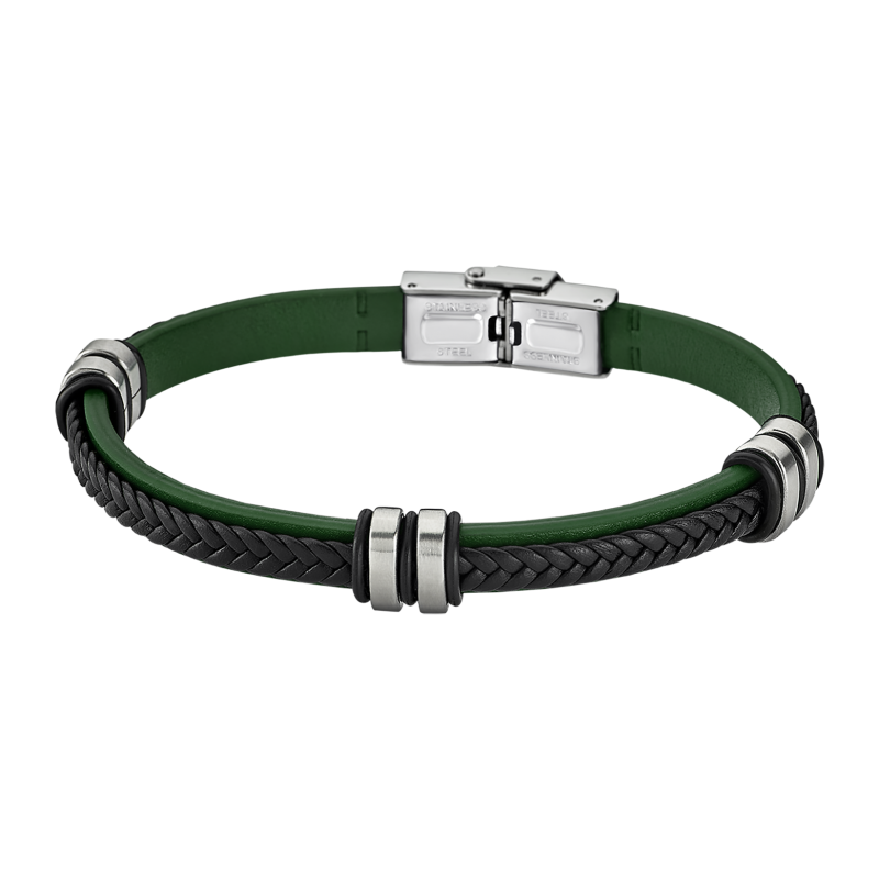 Lotus Style Bracelet Homme Caoutchouc & Acier Tressé Vert LS1829-2/2 Lotus Style Bracelet Homme Caoutchouc & Acier Tressé Vert LS1829-2/2