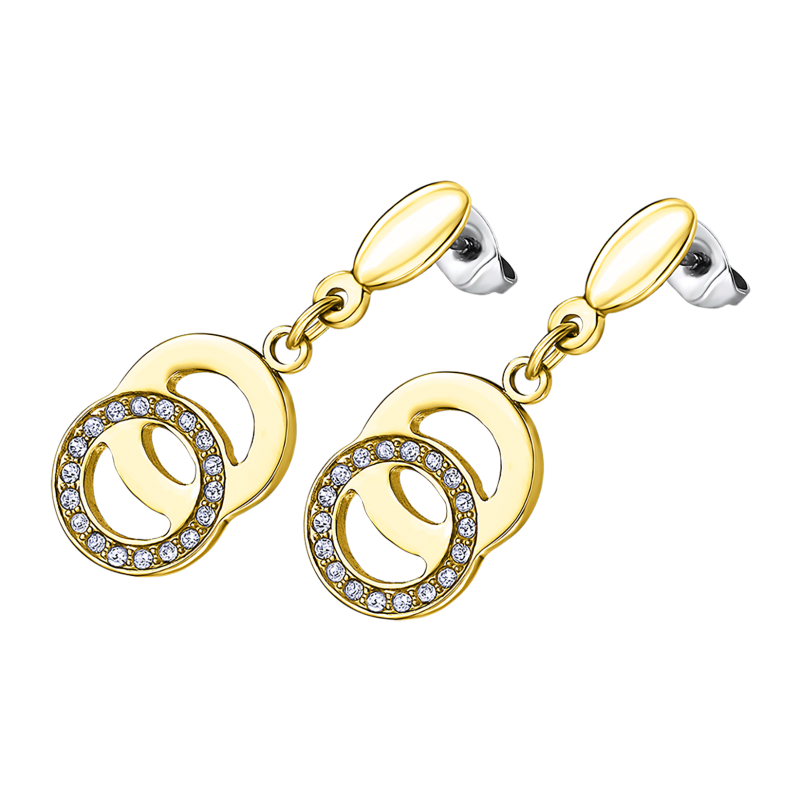 Lotus Style Boucles D'Oreilles Femme Acier Cercles Dorés Et Strass - LS1913-4/3