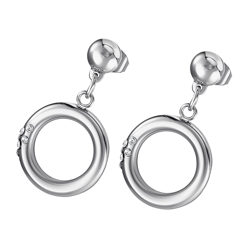 Lotus Style Boucles D'Oreilles Femme Acier Pendante Cercle et Strass - LS1947-4/1 Lotus Style Boucles D'Oreilles Femme Acier Pendante Cercle et Strass - LS1947-4/1