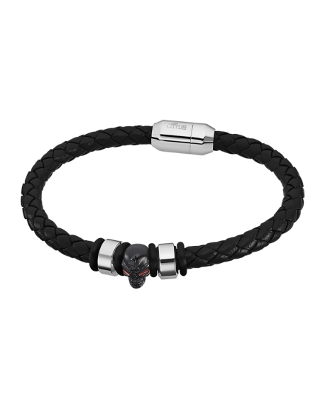 Lotus Style Bracelet Homme Cuir Noir Et Acier LS2066-2/3