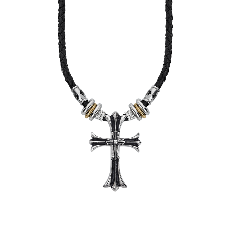 Lotus Style Collier Homme Cuir Noir Croix Acier LS2074-1/2 Lotus Style Collier Homme Cuir Noir Croix Acier LS2074-1/2