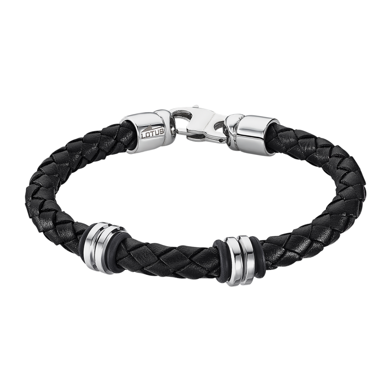 Bracelet Homme Lotus Style Noir Cuir & Acier LS1832-2/6 ...