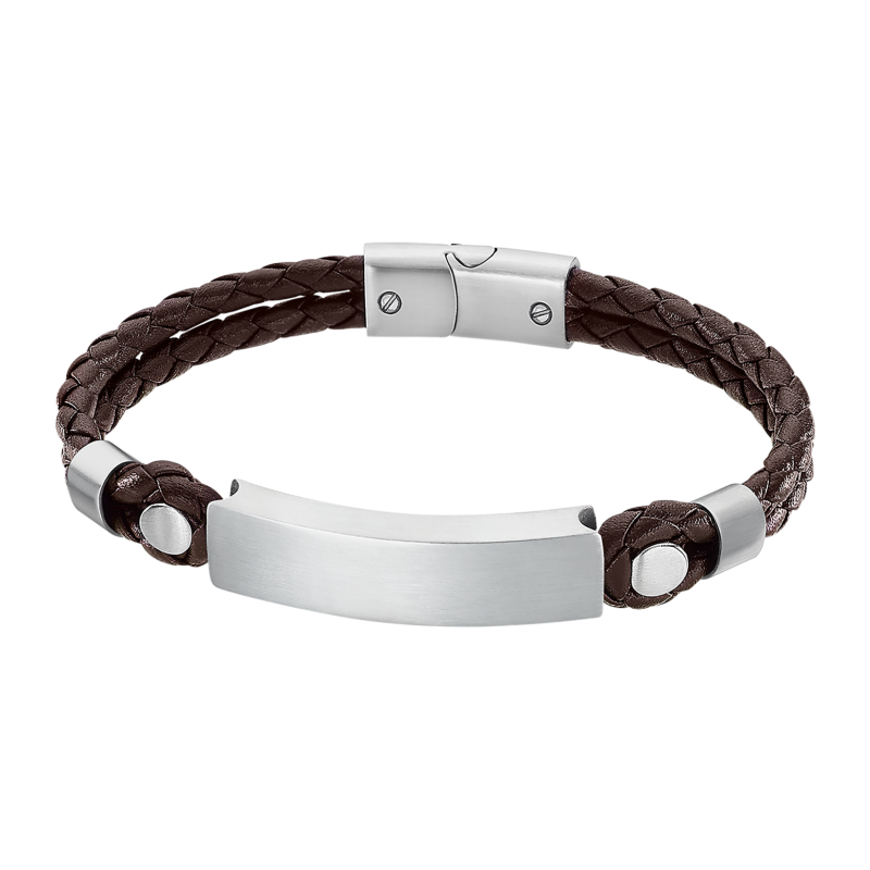 Lotus Style Bracelet Homme Cuir Marron Et Acier LS2103-2/1