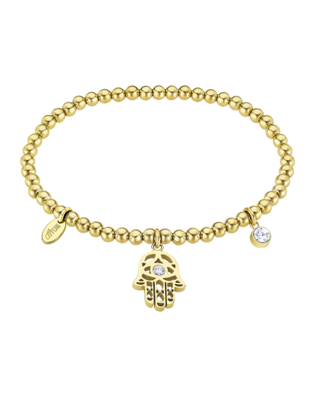 Lotus Style Bracelet Femme Acier Doré Perles Dorées Main De Fatma LS2172-2/3