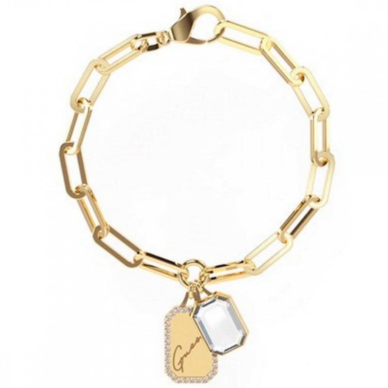 Guess Crystal Tag Bracelet Acier Doré JUBB01134JWYGS Guess Crystal Tag Bracelet Acier Doré JUBB01134JWYGS
