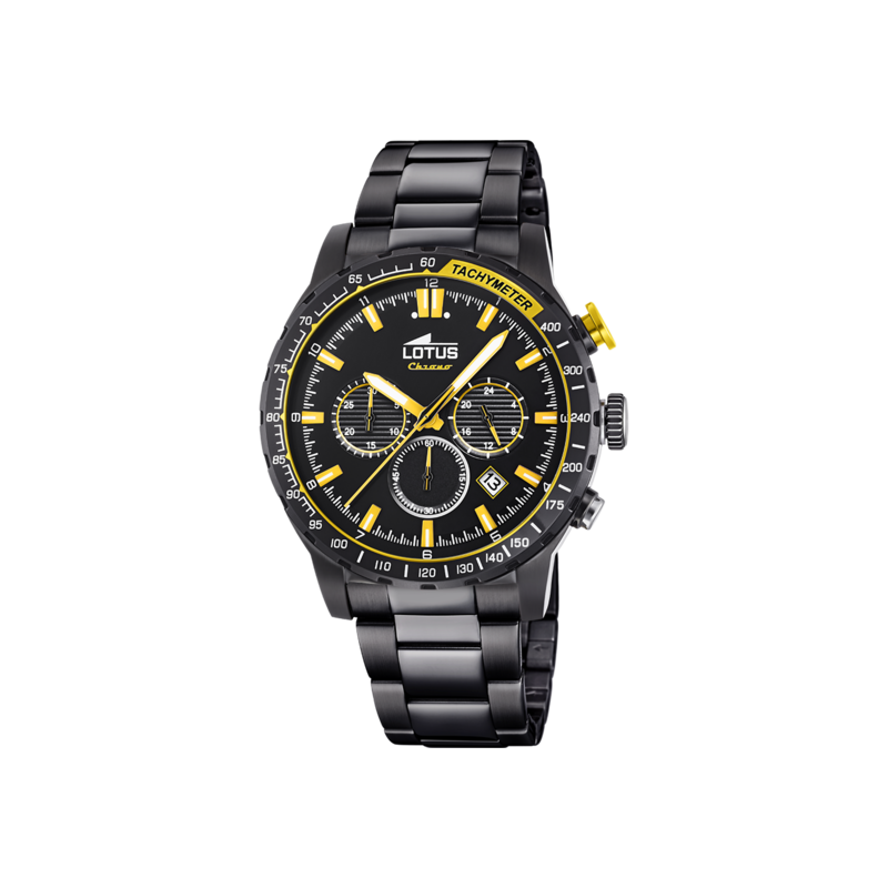 Lotus Montre Homme Chrono Acier Noir et Jaune 18588/A Lotus Montre Homme Chrono Acier Noir et Jaune 18588/A