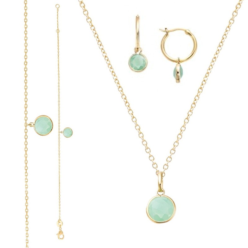 Parure Doré Femme Collier, Bracelet et Boucles D'Oreilles