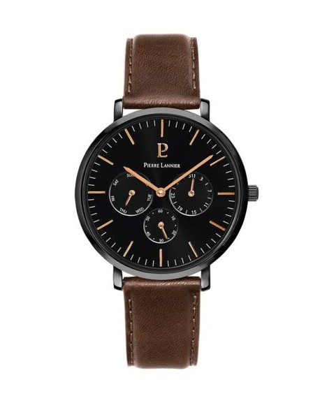 Pierre Lannier Echo Montre Homme Multifonction Cuir Marron 207J434