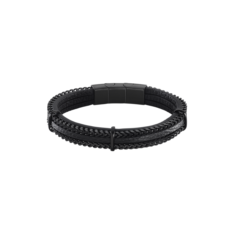 Lotus Style Bracelet Homme Cuir & Acier Noir LS2206-2/1 Lotus Style Bracelet Homme Cuir & Acier Noir LS2206-2/1