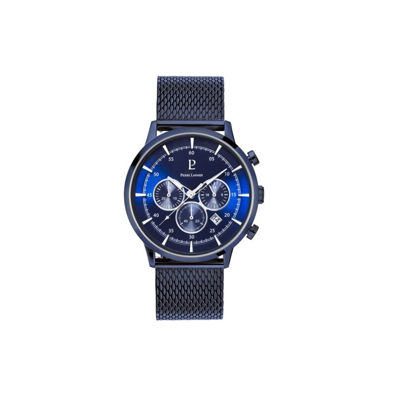 Pierre Lannier Capital Montre Homme Chrono Acier Bleu Milanais 230D466 Pierre Lannier Capital Montre Homme Chrono Acier Bleu Milanais 230D466