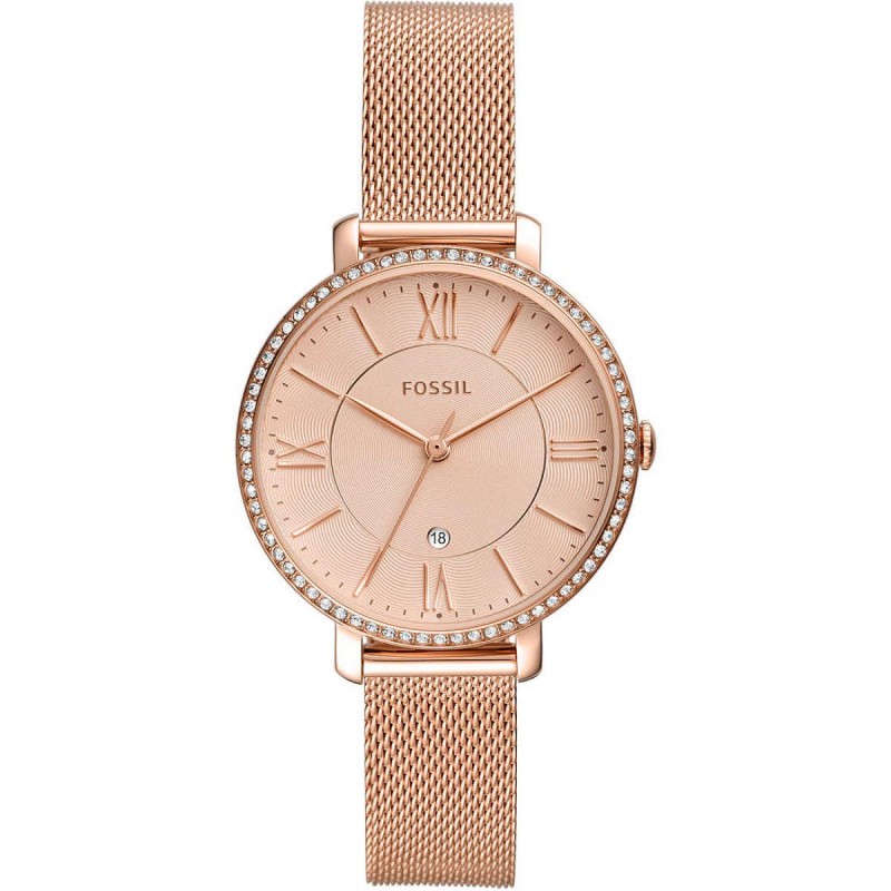 Fossil Jacqueline Montre Femme Acier Doré Rose Milanais ES4628