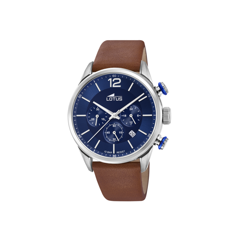 Lotus Montre Homme Chrono Acier Cuir Marron 18689/1