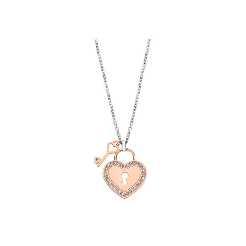 Lotus Style Collier Femme Acier Bicolore Cœur Et Clé  LS2188-1/2
