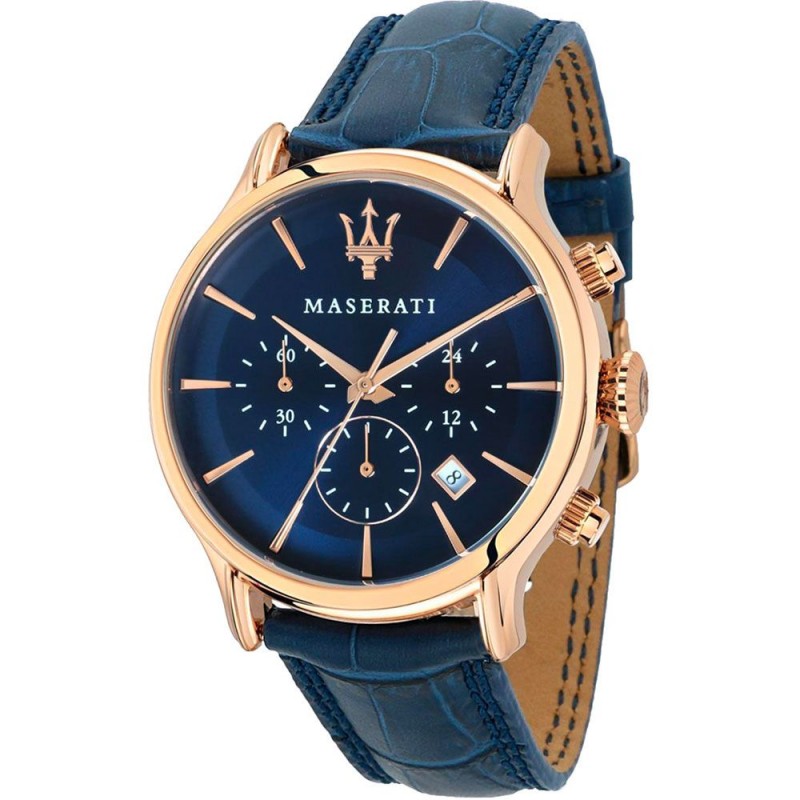 Maserati Epoca Chrono Montre Homme Cuir Bleu R8871618013 Maserati Epoca Chrono Montre Homme Cuir Bleu R8871618013
