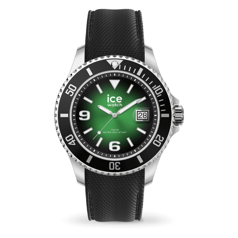 Ice Watch Steel Deep Green Montre Homme Large Acier Silicone Noir 020343 Ice Watch Steel Deep Green Montre Homme Large Acier Silicone Noir 020343