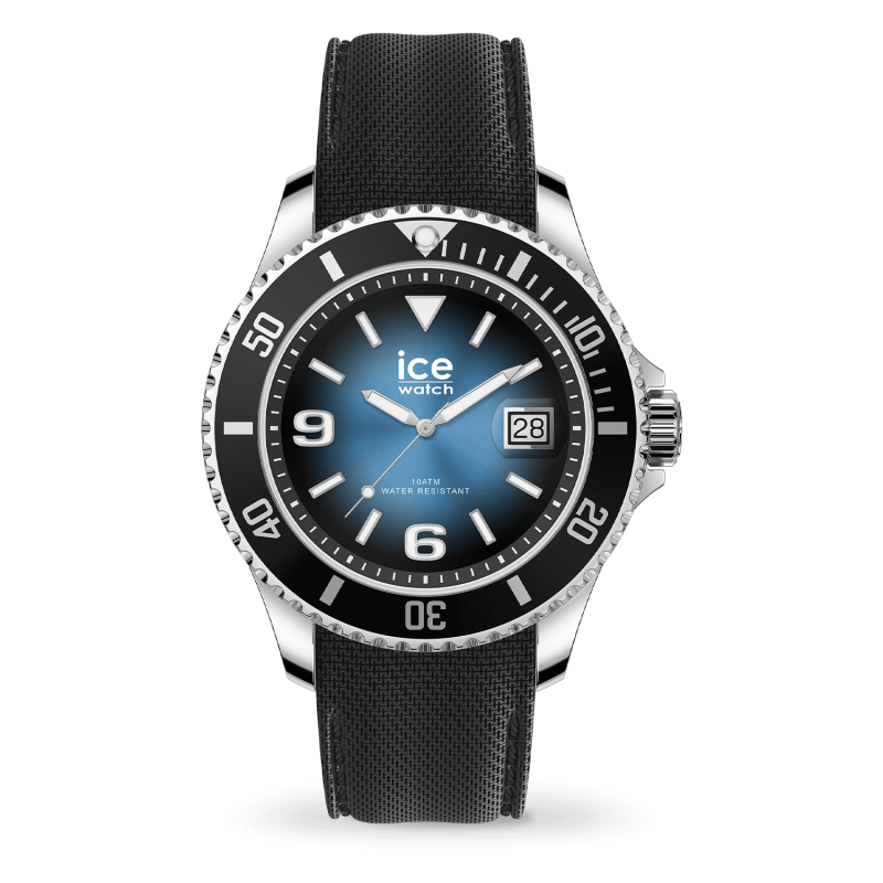 Ice Watch Steel Deep Blue Montre Homme Large Acier Silicone Noir 020342 Ice Watch Steel Deep Blue Montre Homme Large Acier Silicone Noir 020342