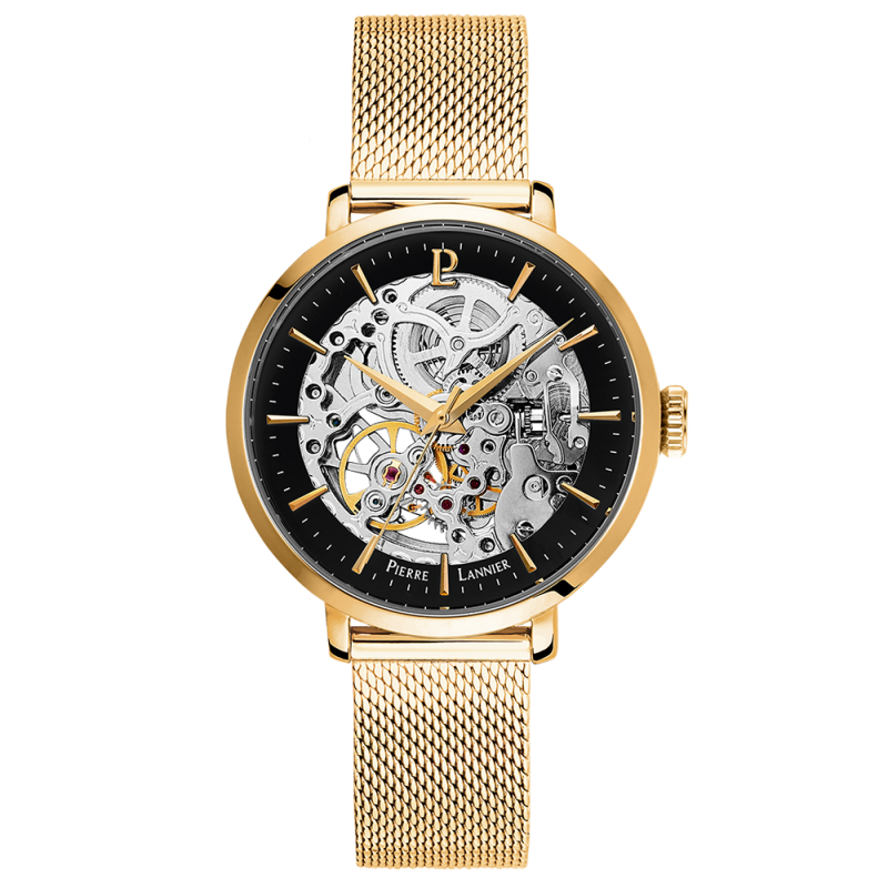 Pierre Lannier Montre Femme Automatique Acier Milanais Doré 309D538 Pierre Lannier Montre Femme Automatique Acier Milanais Doré 309D538