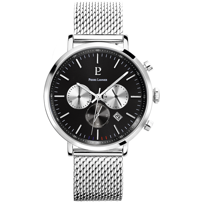 Pierre Lannier Baron Homme Chronographe Acier Milanais 221F131 Pierre Lannier Baron Homme Chronographe Acier Milanais 221F131
