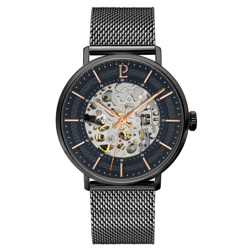 Pierre Lannier Automatic Gaius Montre Homme Acier Milanais Noir 324C439 Pierre Lannier Automatic Gaius Montre Homme Acier Milanais Noir 324C439