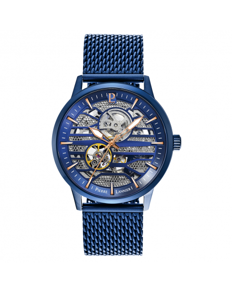 Pierre Lannier Automatic Montre Homme Acier Bleu Milanais 332C469