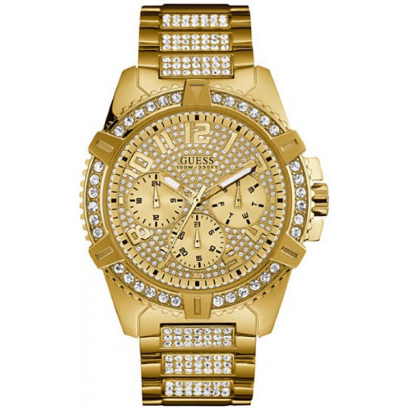 Guess Frontier Montre Homme Multifonction Acier Doré W0799G2 Guess Frontier Montre Homme Multifonction Acier Doré W0799G2