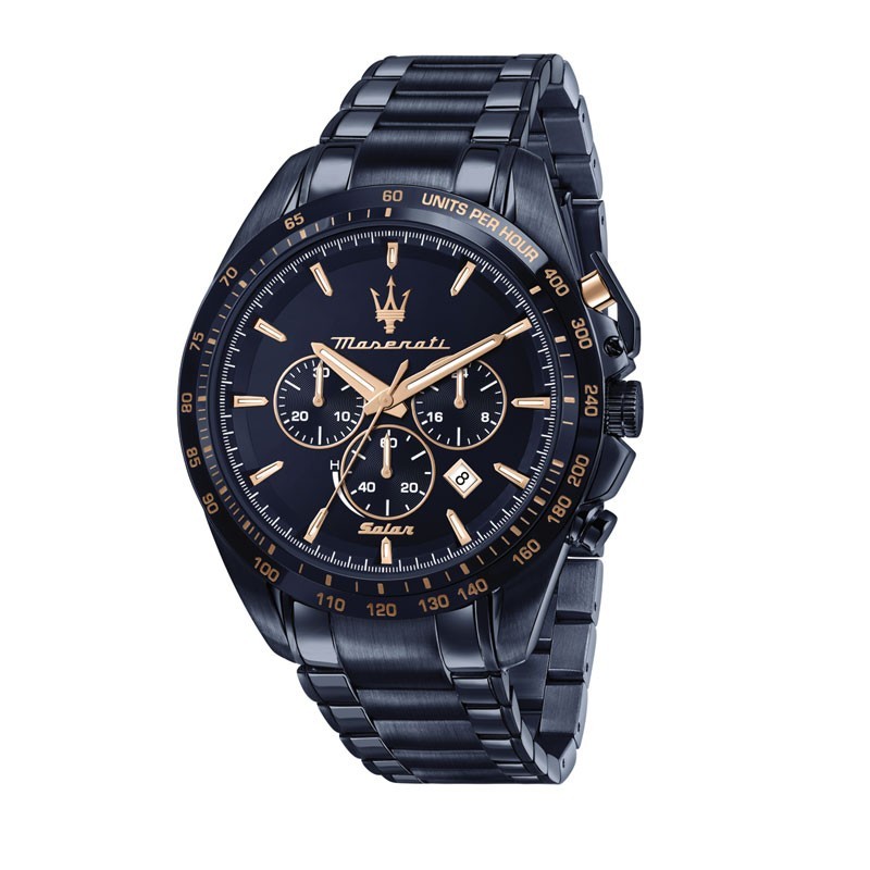 Maserati Solar Blue Montre Homme Chronographe Acier Bleu R8873649001 Maserati Solar Blue Montre Homme Chronographe Acier Bleu R8873649001