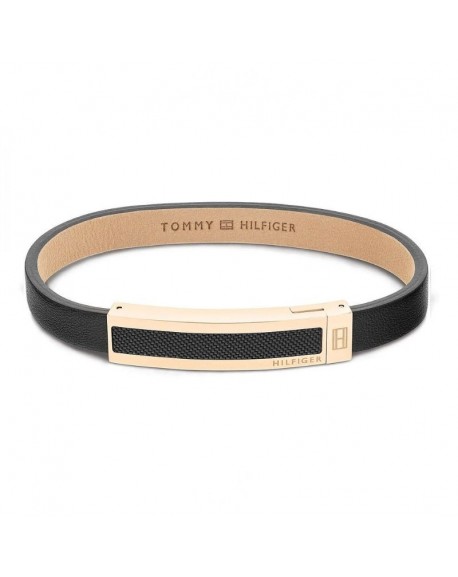 Tommy Hilfiger Bracelet Homme Acier Cuir Noir 2790399