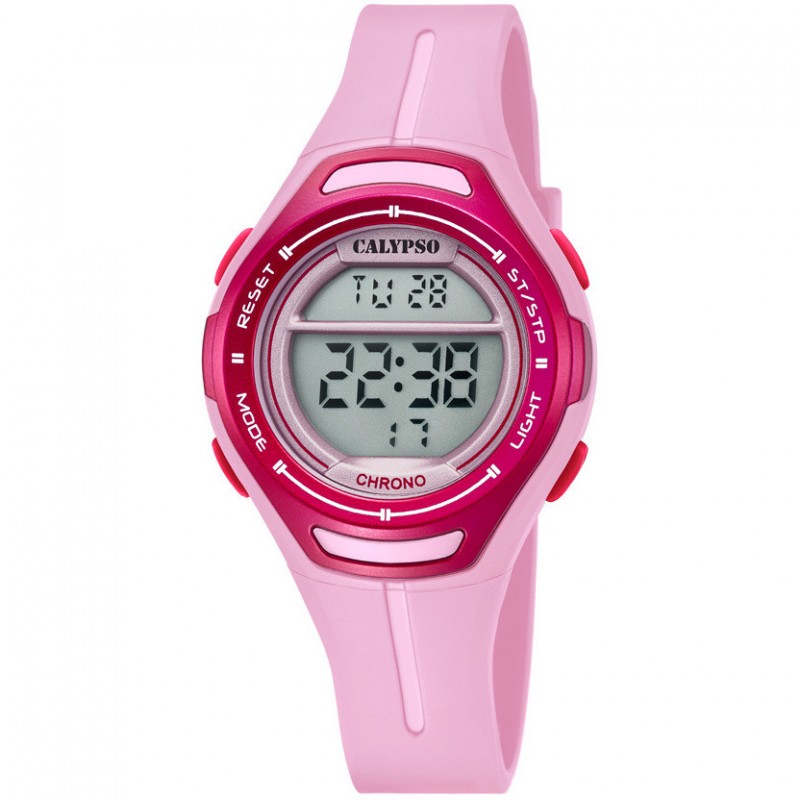 Montre Calypso Chrono Résine Rosé K5727/2 Sport - 100 Mètres Montre Calypso Chrono Résine Rosé K5727/2 Sport - 100 Mètres