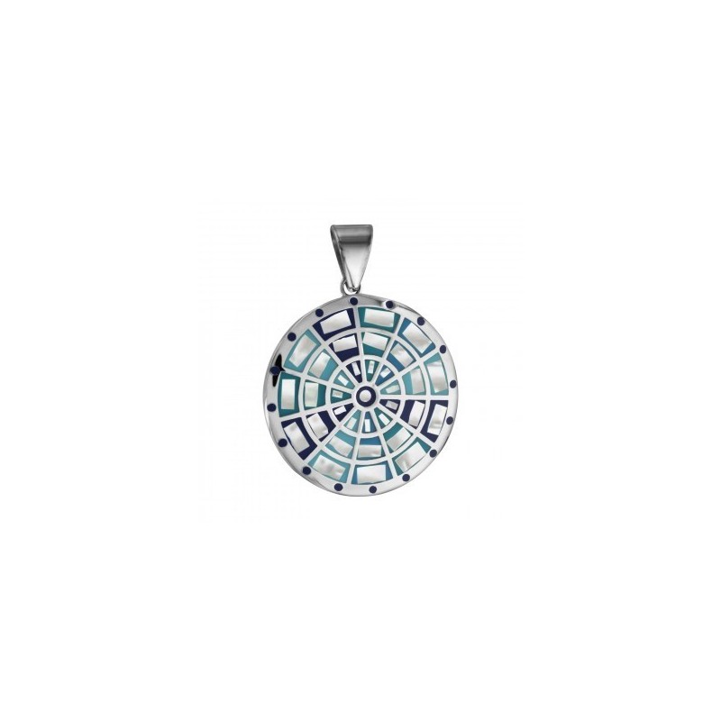 Pendentif Stella Mia Acier & Nacre Bleu Dégradé -177228 Pendentif Stella Mia Acier & Nacre Bleu Dégradé -177228