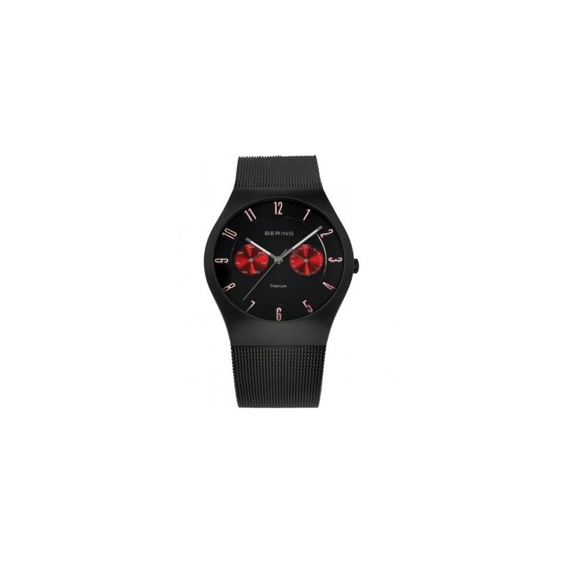 Montre Bering Homme Multifonction Acier Noir 11939-229 Montre Bering Homme Multifonction Acier Noir 11939-229