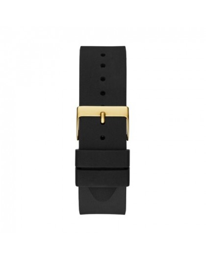 GUESS Orologio Uomo Donna In Oro E Nero: Cassa 44mm, Cinturino In Silicone, Quadrante Con Diamante, Impermeabile 3 ATM, Garanzia 2 Anni