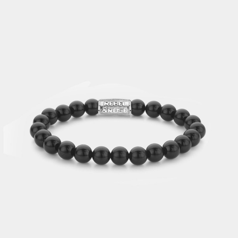 Rebel & Rose Black Velvet Bracelet Homme Onyx RR-80089-S-L Rebel & Rose Black Velvet Bracelet Homme Onyx RR-80089-S-L