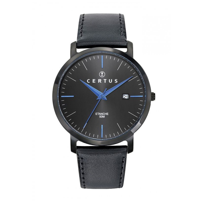 Certus Montre Homme Acier Cuir Noir 611190