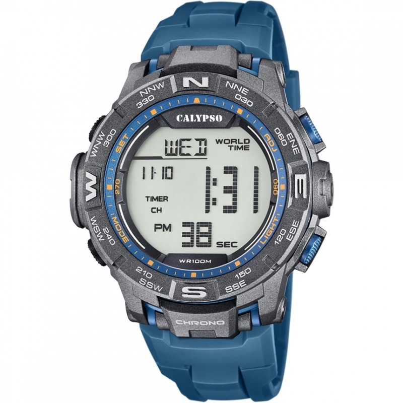 Calypso Montre Homme Digital Chrono Silicone Bleu K5816/1 Calypso Montre Homme Digital Chrono Silicone Bleu K5816/1
