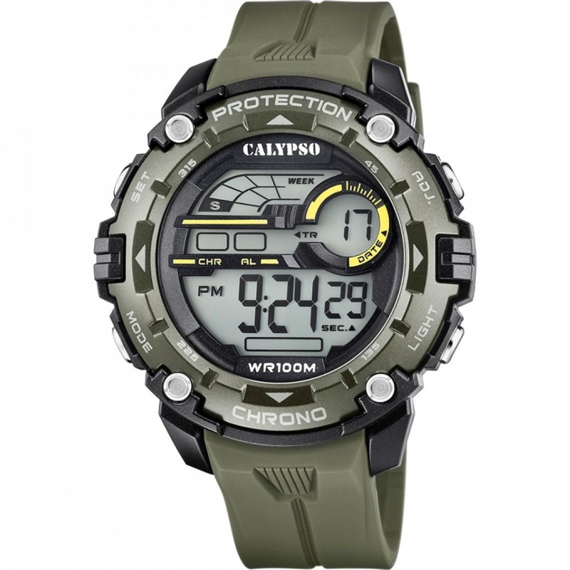 Calypso Montre Homme Digital Chrono Silicone Vert K5819/1