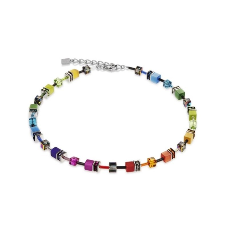 Cœur de Lion Geo Cube Collier Femme Acier Et Cubes Multicolores 2838/10-1520