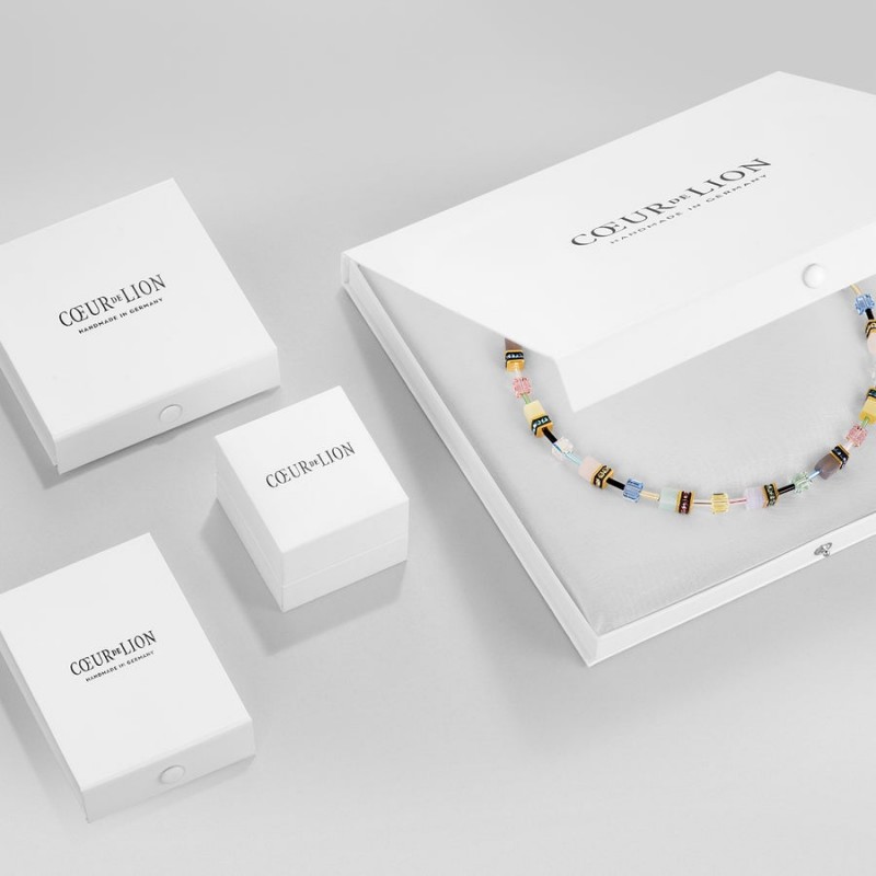 Cœur de Lion Geo Cube Collier Femme Acier Et Cubes Bleu 2838/10-0705
