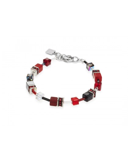Cœur de Lion Bracelet Femme Acier Et Cube Rouge 4014/30-0312
