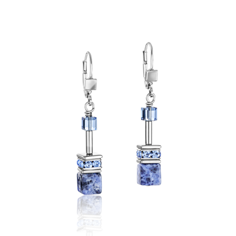 Cœur de Lion Geo Cube Boucles D'Oreilles Femme Acier Et Cube Bleu 4017/20-0700