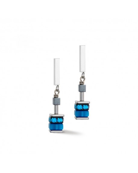 Cœur de Lion Boucles D'Oreilles Femme Acier Et Cube Bleu 4509/21-1581