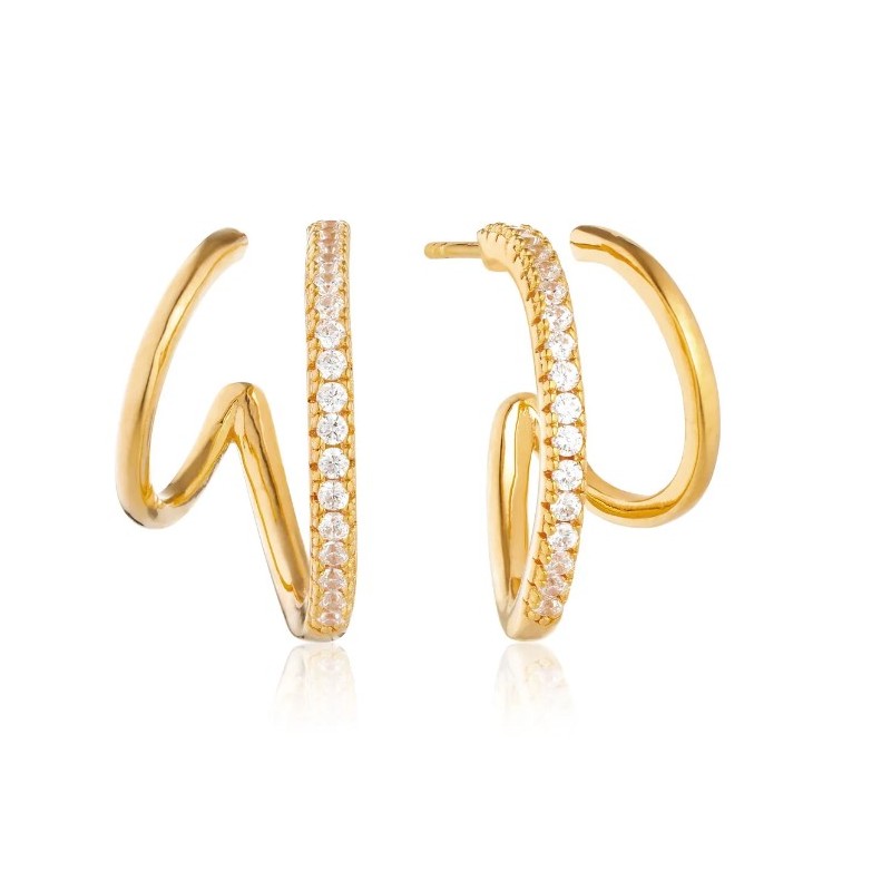 Sif Jakobs Ellera Due Grande Boucles D'Oreilles Femme Argent Doré SJ-E22213-CZ-YG