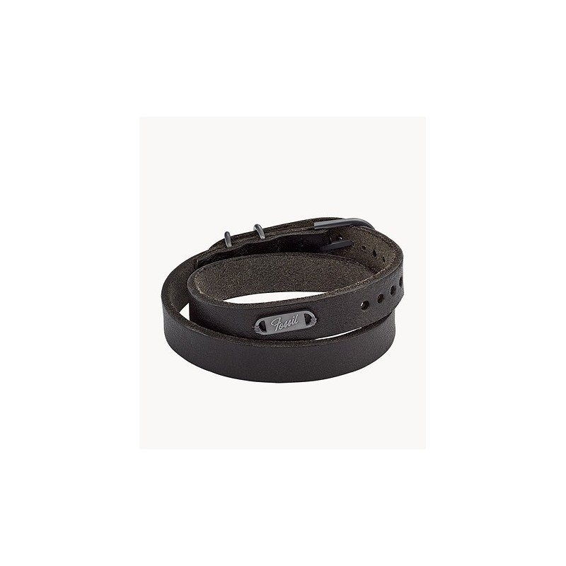 Fossil Homme Bracelet Acier Cuir Noir JF04128793 Fossil Homme Bracelet Acier Cuir Noir JF04128793