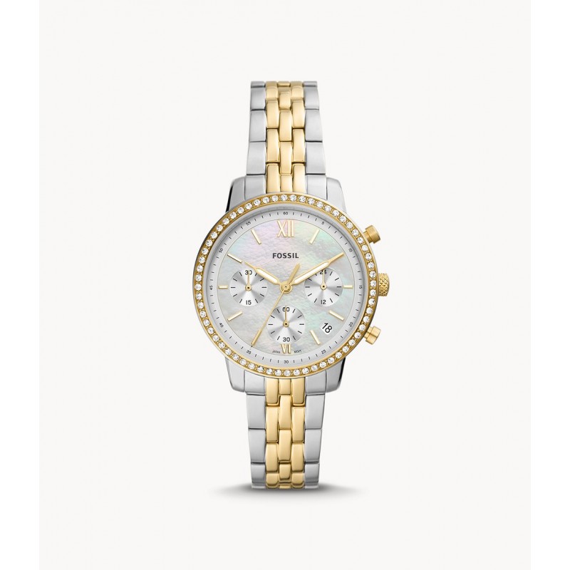 Fossil Neutra Chronographe Montre Femme Acier Bicolore ES5216 Fossil Neutra Chronographe Montre Femme Acier Bicolore ES5216