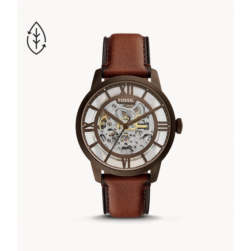 Fossil Townsman Montre Homme Automatique Acier Cuir Marron ME3225 Fossil Townsman Montre Homme Automatique Acier Cuir Marron ME3225