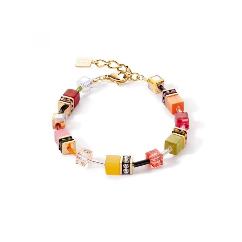 Cœur de Lion Bracelet Femme Acier Doré Et Cube Multicolore 2838/30-1585