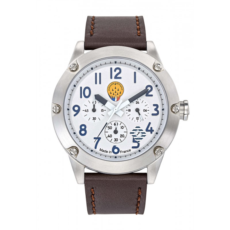 Patrouille de France Meca 22 Montre Homme Chrono Acier Cuir Marron 668516 Patrouille de France Meca 22 Montre Homme Chrono Acier Cuir Marron 668516
