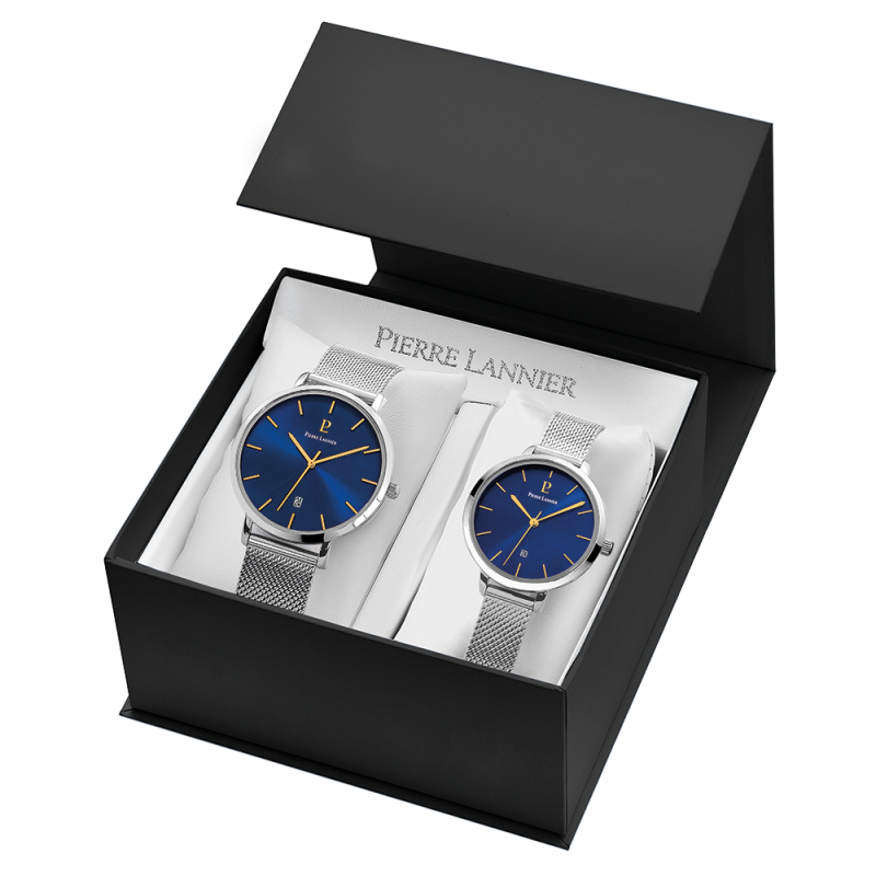 Coffret Couple Echo Pierre Lannier Acier Milanais 396D661 Coffret Couple Echo Pierre Lannier Acier Milanais 396D661