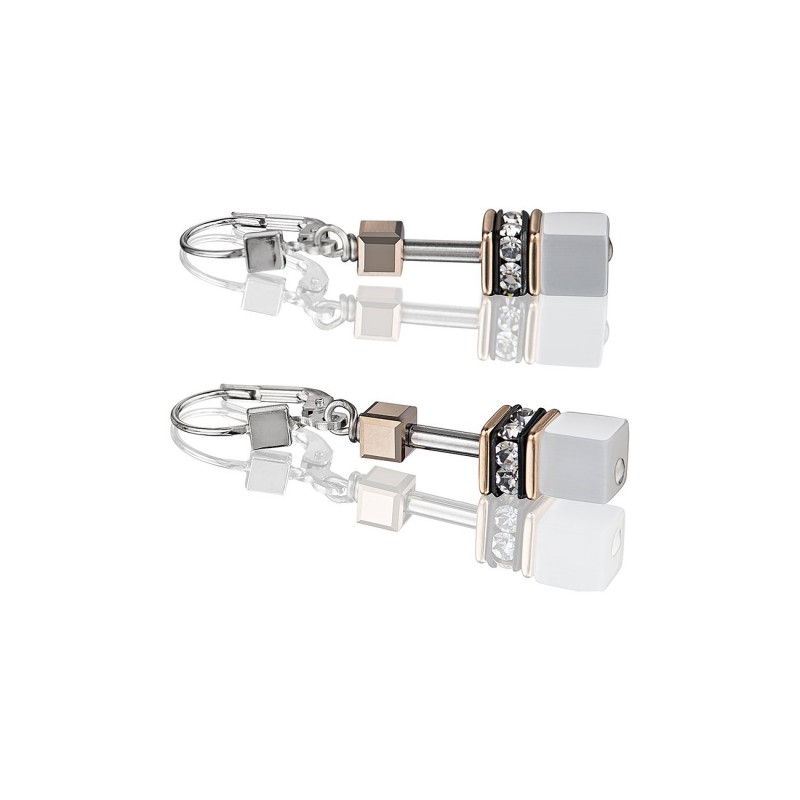 Cœur de Lion Geo Cube Boucles D'Oreilles Femme Acier Et Cube Blanc 4016/20-1400