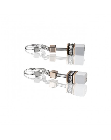 Cœur de Lion Geo Cube Boucles D'Oreilles Femme Acier Et Cube Blanc 4016/20-1400